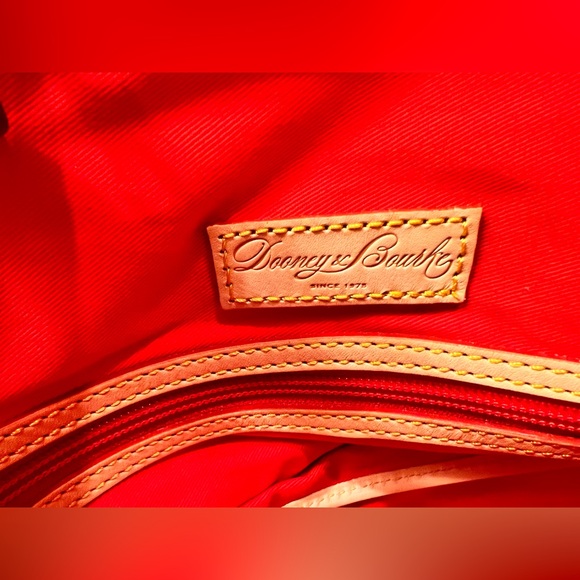 Dooney & Bourke Domed Satchel Black Patent Leather Tan Leather Trim NWOT - Picture 13 of 17